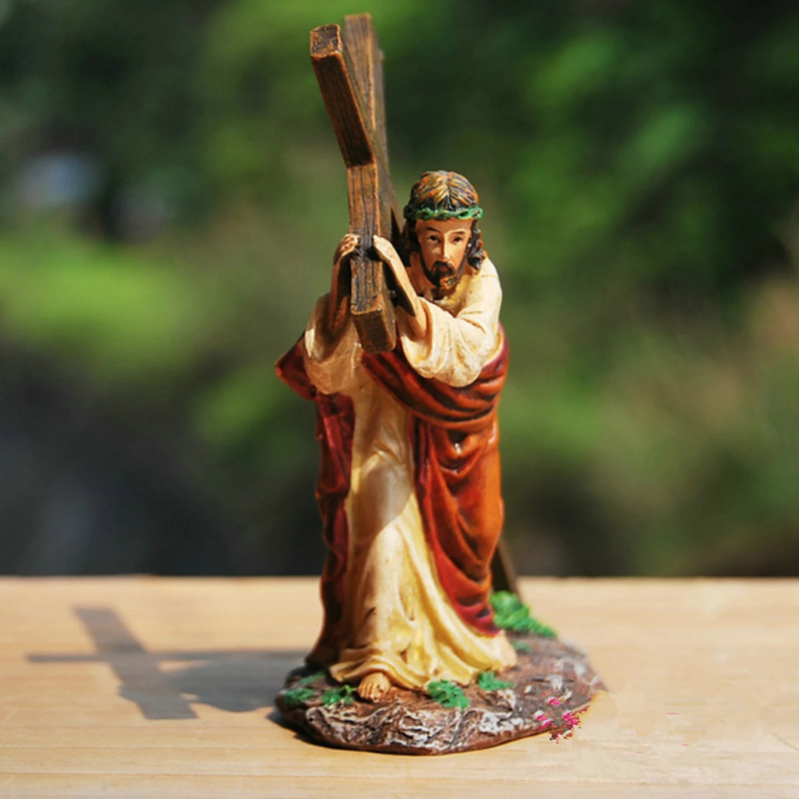 Resin Statue Jesus Crucifix Figurine Christ Figure Tabletop Collectibles