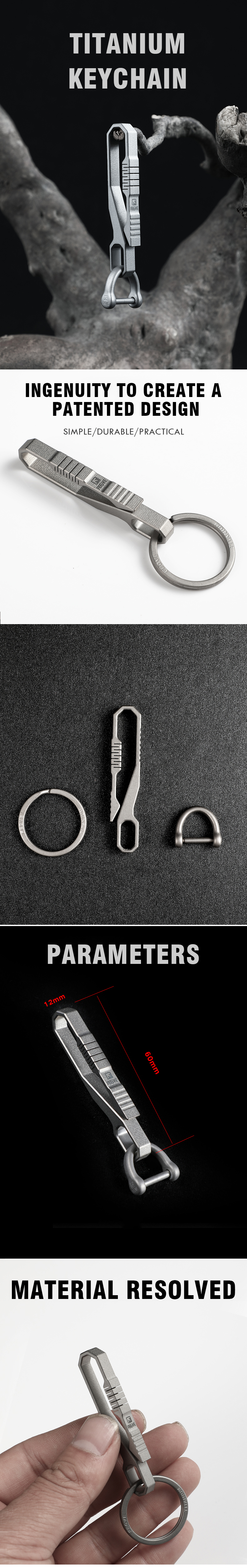 Titanium Durable Keychain Luxury Car Key Chain Waist Hanging Buckle Belt EDC Lightweight Key Ring Holder for Father's Day Gifts