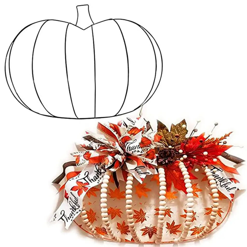 Wire Wreath Frame Metal Pumpkin Wreath Form Making Rings for Thanksgiving Halloween Party Home Decoration DIY Floral Crafts