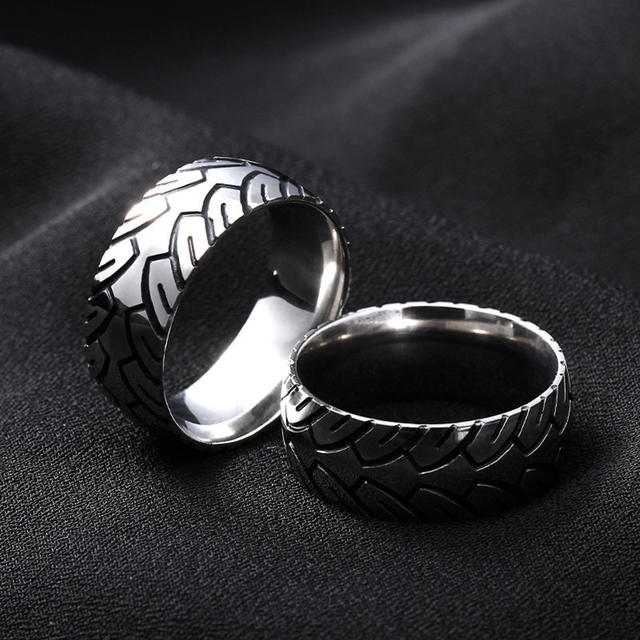 Thread Tire Pattern Ring 2-Tone Tungsten Wedding high quality Band Anniversary Gift