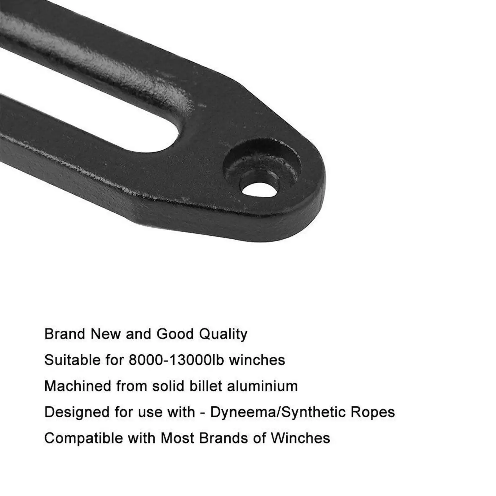 10 inch Aluminum Hawse Fairlead Mount Synthetic Winch 8000-13000 LBs for ATV/UTV Rope Cable (Black, 10``)