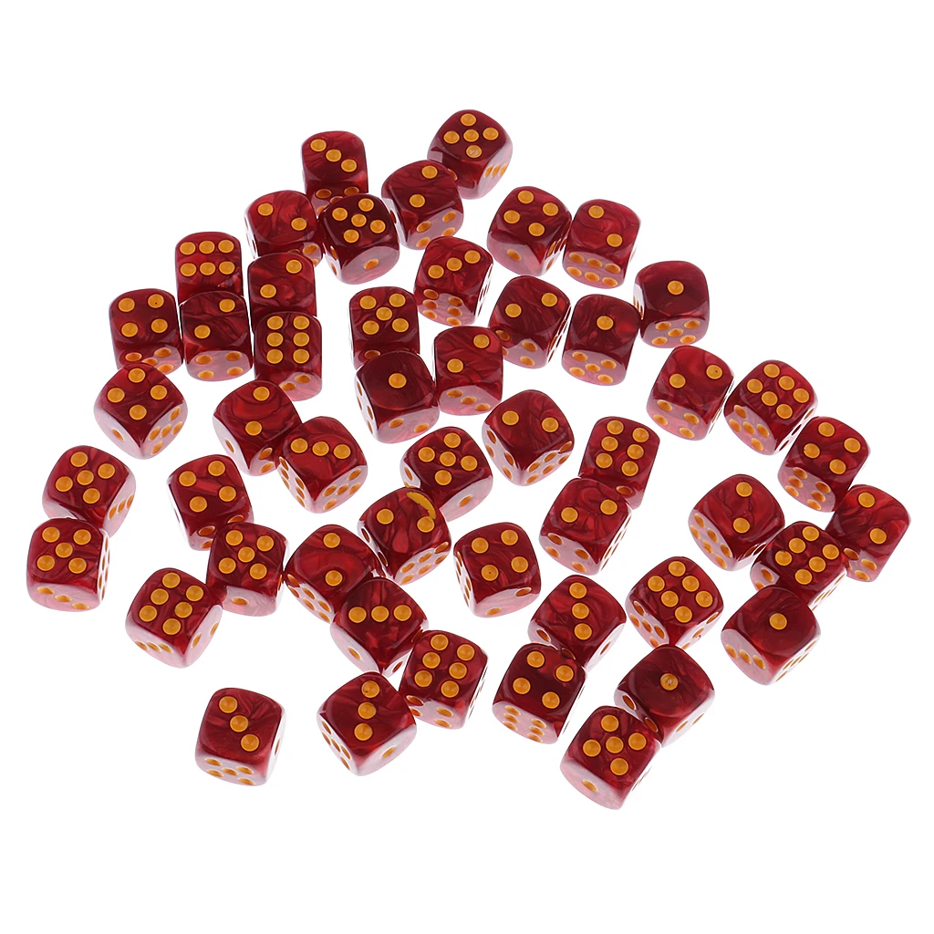 50 Pieces 6 Sided Spot Dices Digital D6 Dices for Party Bar Card Game Props D&D MTG RPG Gaming