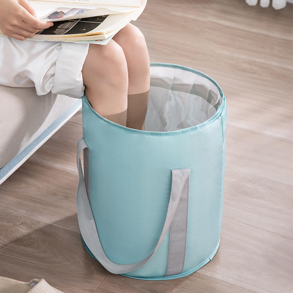 Folded Foot Soak Bath Basin Foot Bath Tub Laundry Tub Washing Basket Washbasin Feet Soaking Bag for Car Travel Washing Gardening
