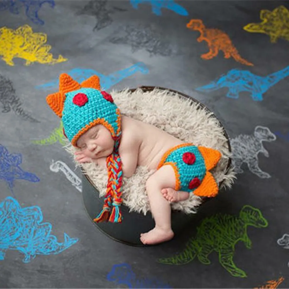 Crocheted Baby Boy Dinosaur Outfit Newborn Photography Props Handmade Knitted Photo Prop Infant Accessories Photo Shoot Clothes best Baby Souvenirs