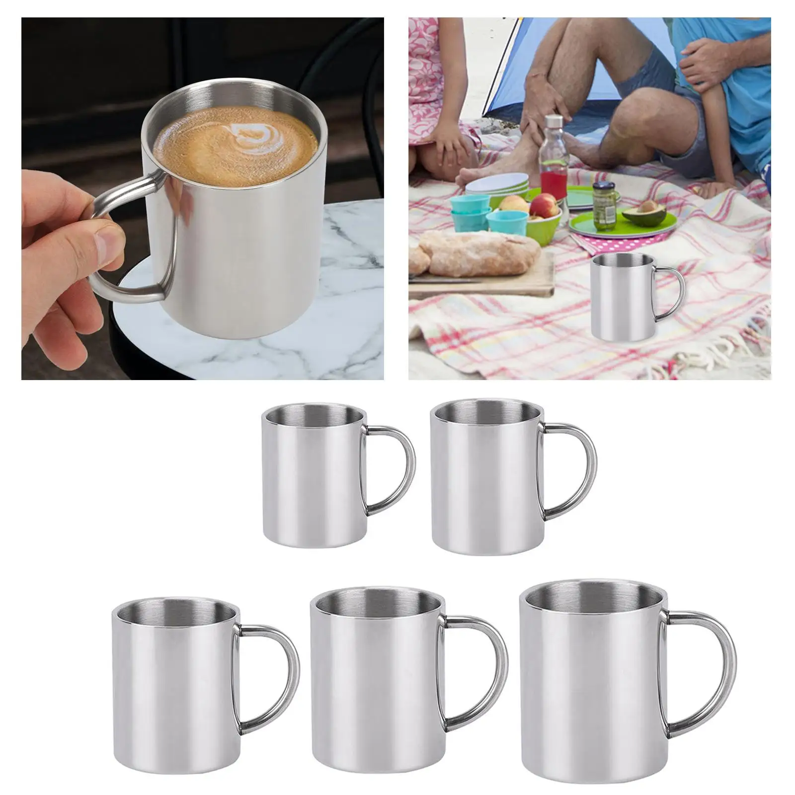Stainless Steel Coffee Mug Double Wall Anti Scalding Beer Mug Juice Drinking Cup for Hot or Cold Drinks Travel Camping Outdoor