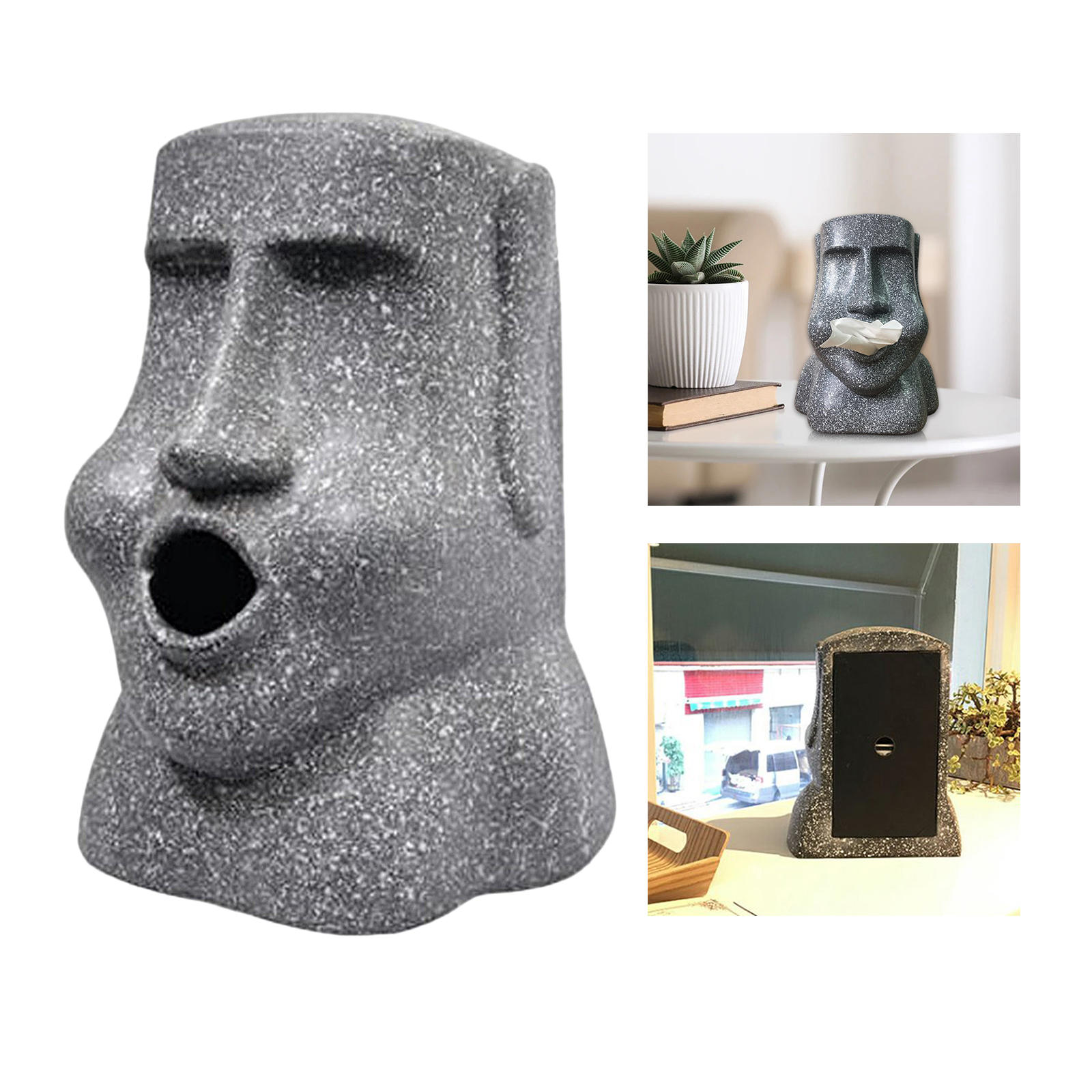 Tissue Box Holder, Moai Sculpture Collectibles Wet Wipes Dispenser for Living Room