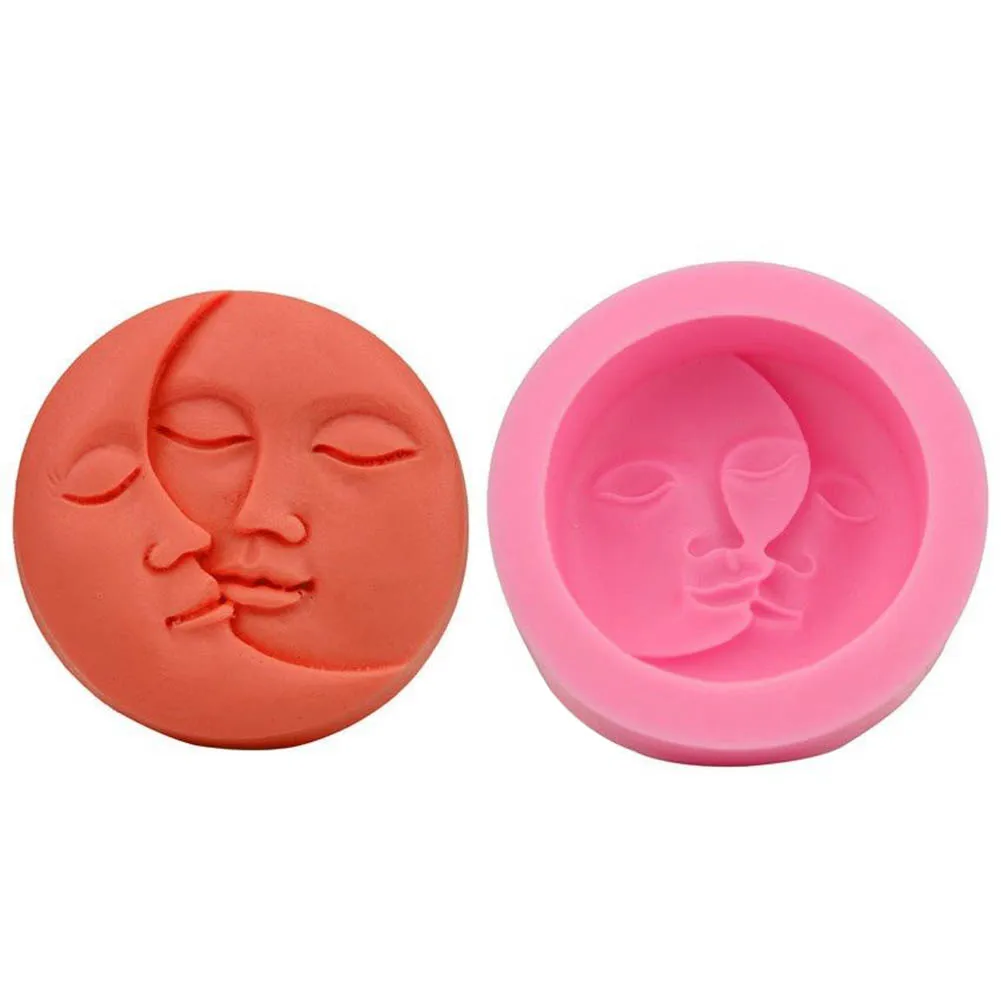 Sun & Moon Faces Silicone Soap Craft Molds DIY Handmade Soap Mould Tool Kit 