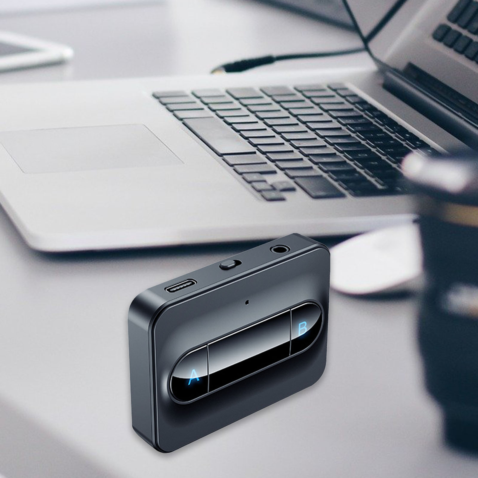 Bluetooth 5.0 Transmitter Rechargeable Adapter 3.5mm AUX CD Level Sound Quality Dual Link for Headphones PC 6 Hour Playtime