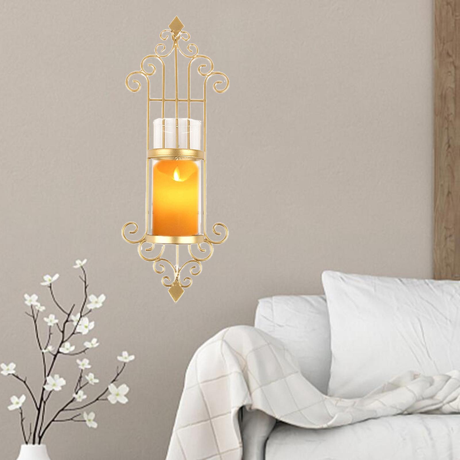 2 Pcs Wall Sconce Candle Holder, European Style Metal Wall Art Decorations for Living Room, Bathroom, Dining Room