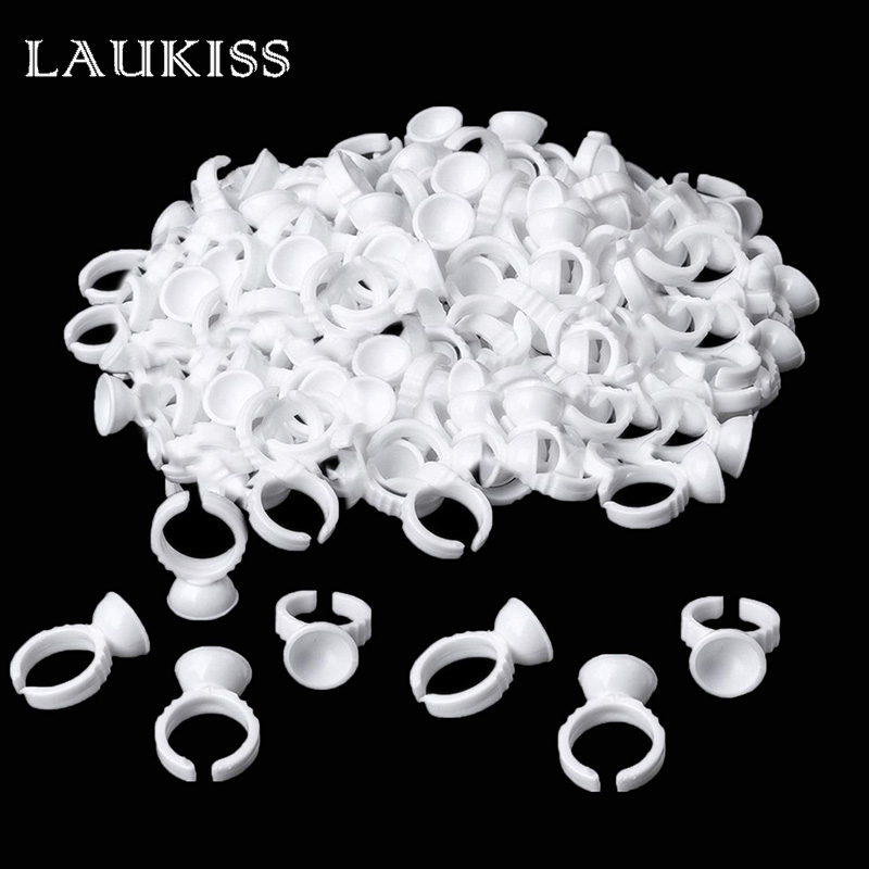 50/100 stücke Kleber Ringe Für Wimpern Verlängerung Nail art Kleber Halter Wimpern Palette Tassen Für Tattoo Pigment Make-Up-Tools – Detail 5