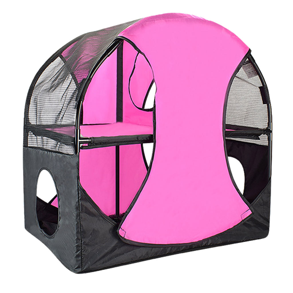 Two Storey Cat Climbing Tower Breathable Mesh House Kitten Fun Playing Toys Activity Centre Explore Tunnel