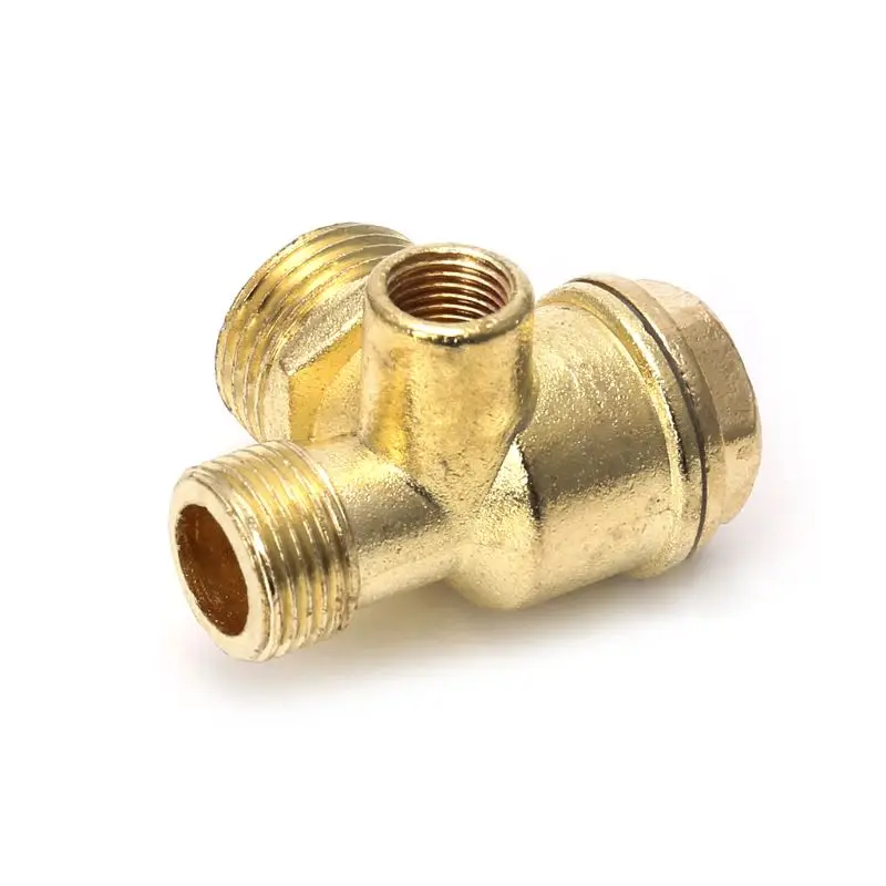 3-Port compresor de aire-válvula antirretorno zinc aleación rosca externa oro 