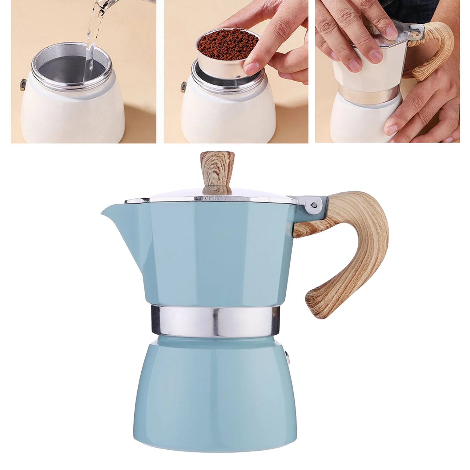 Aluminum Mocha Coffee Maker Portable Percolator Home Office Mocha Pot Espresso Maker 3Cups/6Cups Easily Wash & Clean Aluminum Mocha Coffee Maker Portable Percolator Home Office Mocha Pot Espresso Maker 3Cups/6Cups Easily Wash & Clean
