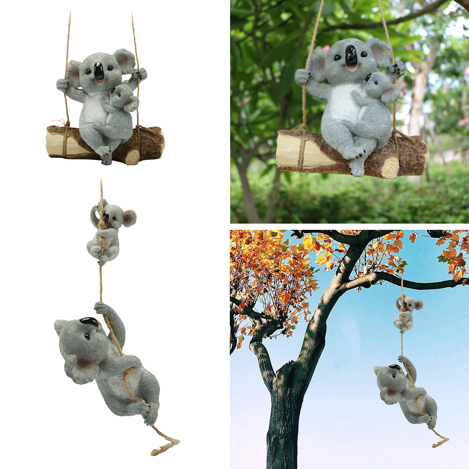 Resin Koala Animal Figurines Outdoor Fairy Garden Figurine Yard Hanging Ornament Decoration Statue Sculptture Kid Gifts