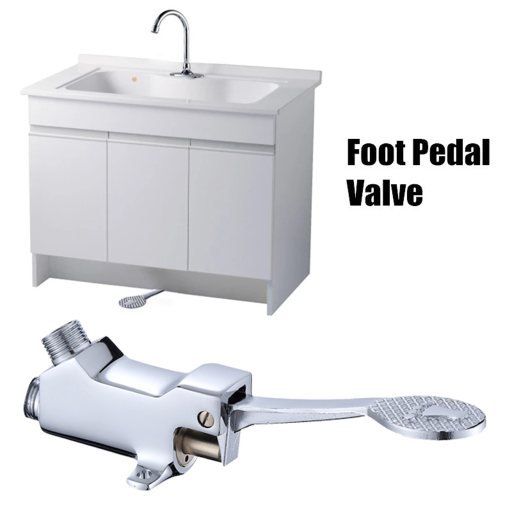 Switch Control By Foot Foot Pedal Valve Copper Bathroom Basin Faucet Single Cold Tap Hotel Pedal Water Faucet