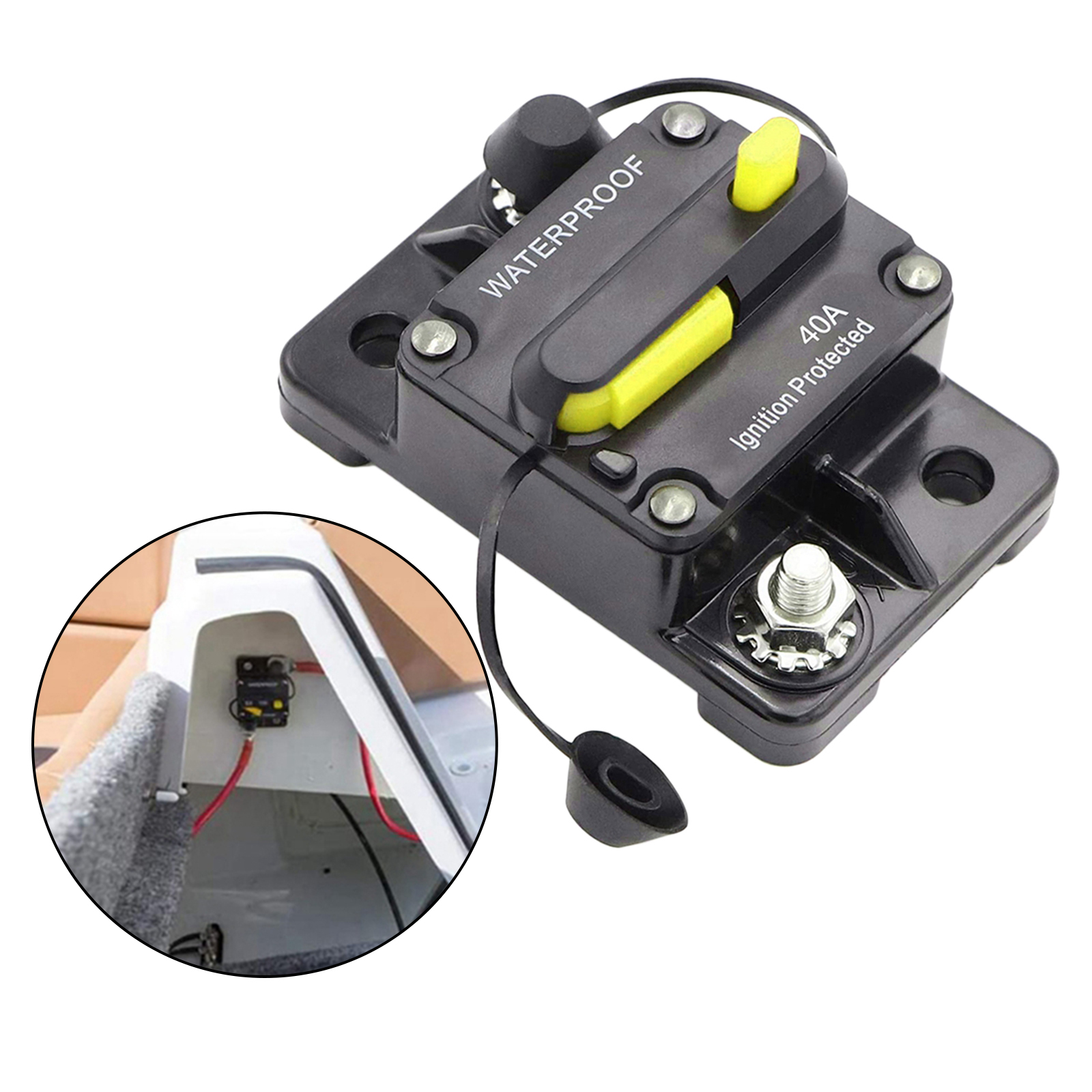 Car Auto Boat Caravan Truck RV Marine Circuit Breaker with Manual Reset, Waterproof, 12V- 48V DC