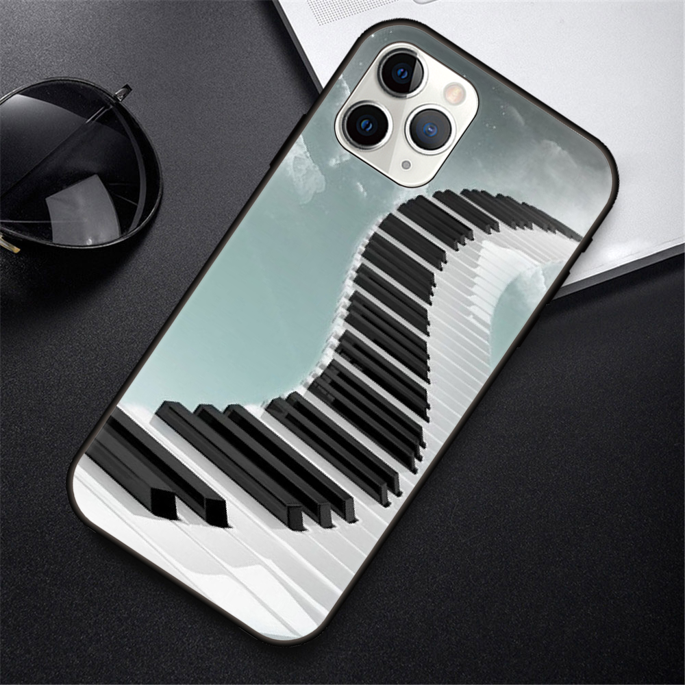 cheap iphone xr cases Phone Case For IPhone 12 Mini 11 Pro XR X MAX SE XS 5 6 6S 7 8 E Plus Black Cover Waterproof Silicone Shell piano guitar music cheap iphone 11 cases