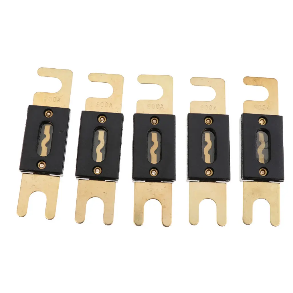 5PCS 200Amp ANM Audio Electrical Protection Flat Fuse Gold Plated
