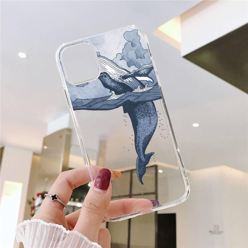 killer whale Phone Case for iPhone 11 12 13 pro XS max mini 6 6s 7 8 plus X XR SE2020 Samsung A 51 50 52 Transparent cover funda iphone 13 pro max case clear