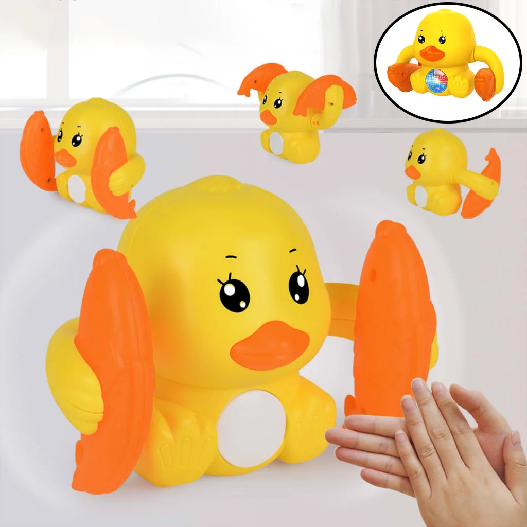 Baby Electric Voice Control Flipping Dancing Rolling Duck Pet Interactive Toy Light Funny with Music for Boys Girls