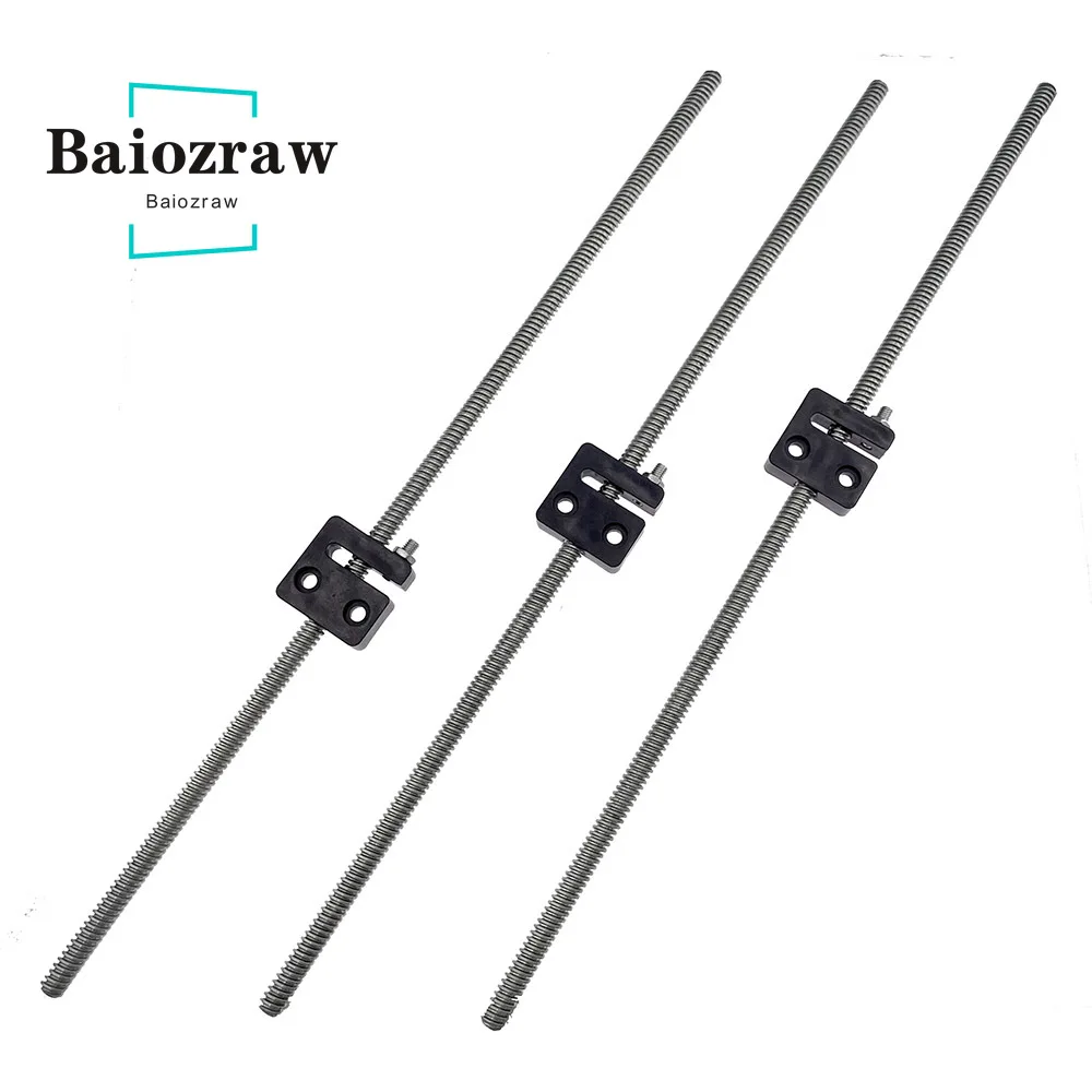 Baiozraw 3PCS TR8*4 Custom Metric Acme Lead Screw 380mm 480mm 580mm with Anti-Backlash Nut Block for Rat Rig V-Core 3 canon print head