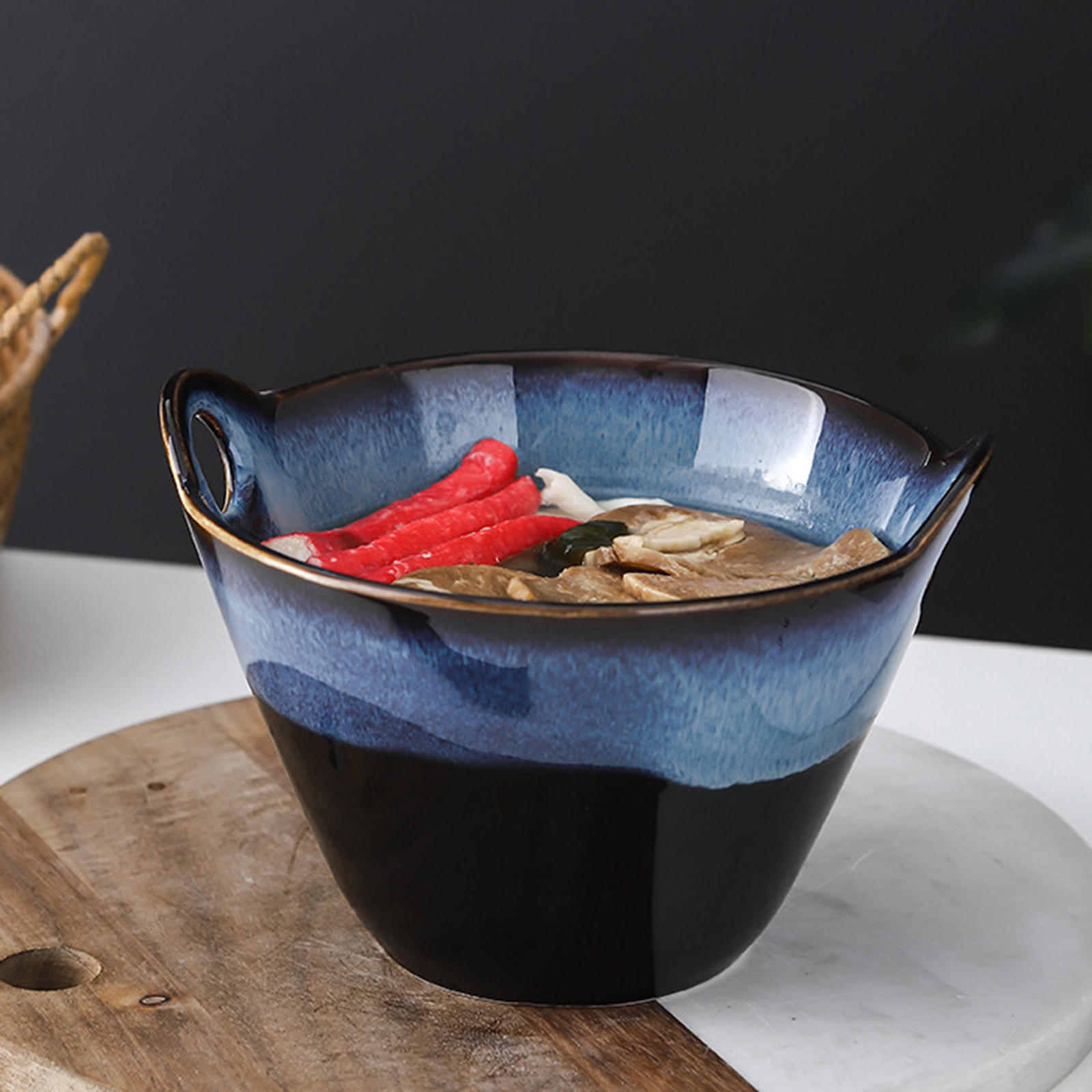Japanese Ramen Bowl Set with Chopsticks, Spoons and Rests, Deep Porcelain Noodle Bowl Set of 1 for Udon, Pho, Salad, Soup
