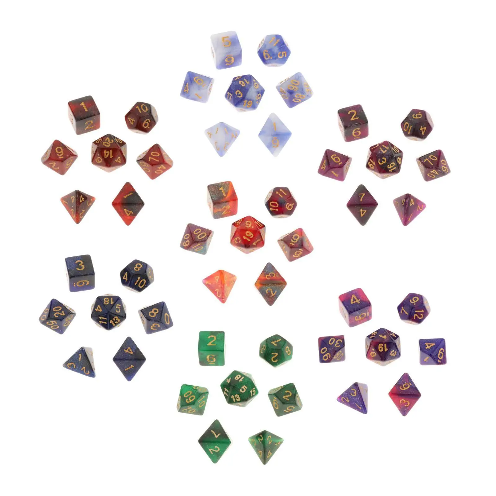 7Pcs Acrylic Polyhedral Numeral Dice D4 D6 D8 D10 D12 D20 for Table Game Toys Props