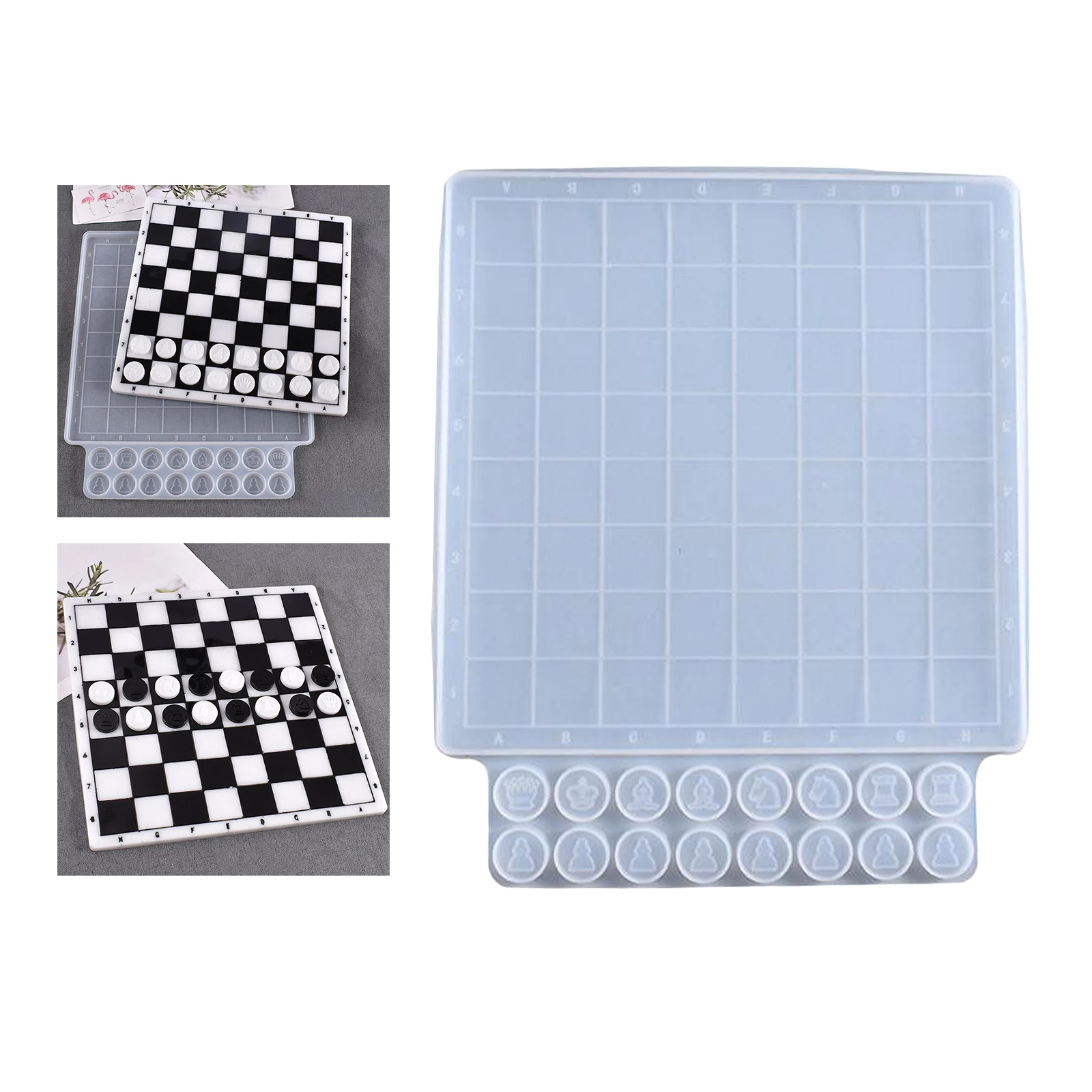 International Checkers Silicone Mould Chess Board Resin Mold Set Chess Pieces Silicone Mold Epoxy Casting Mold for DIY