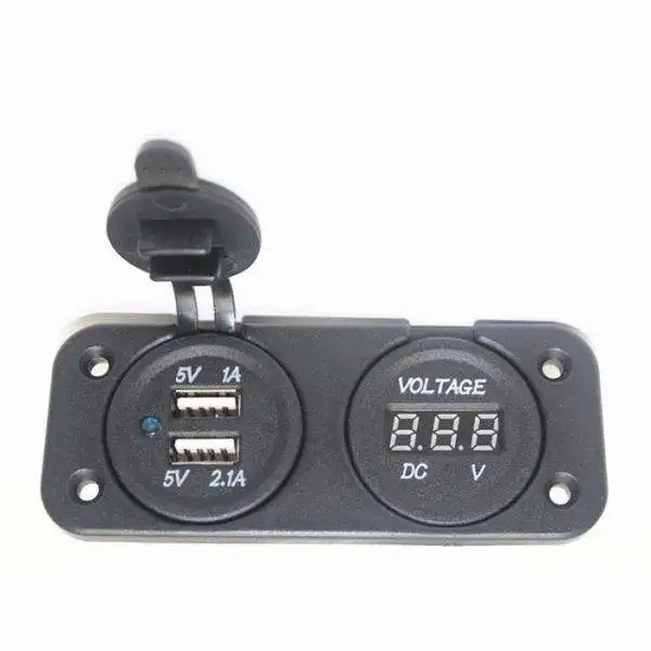 Universal Phone Tablet Dual USB Charger & Voltmeter for Car Boat Motorhome