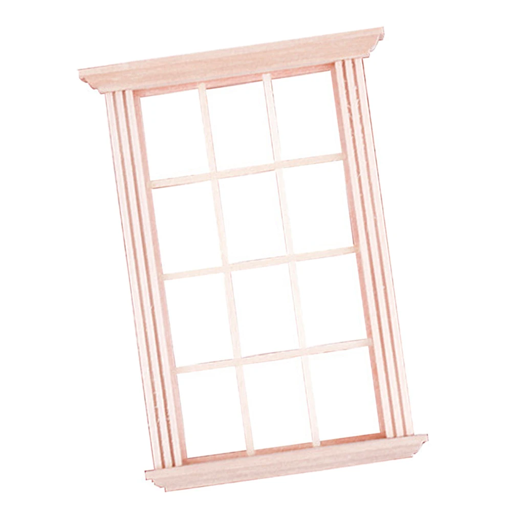 1:12 Wooden Window Frame Vintage Deco Window Dollhouse Furniture Model