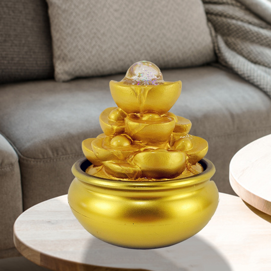 Resin Feng Shui Money Tree Statue Golden Wealth Tree Ornament Gifts for Housewarming Opening Ceremony