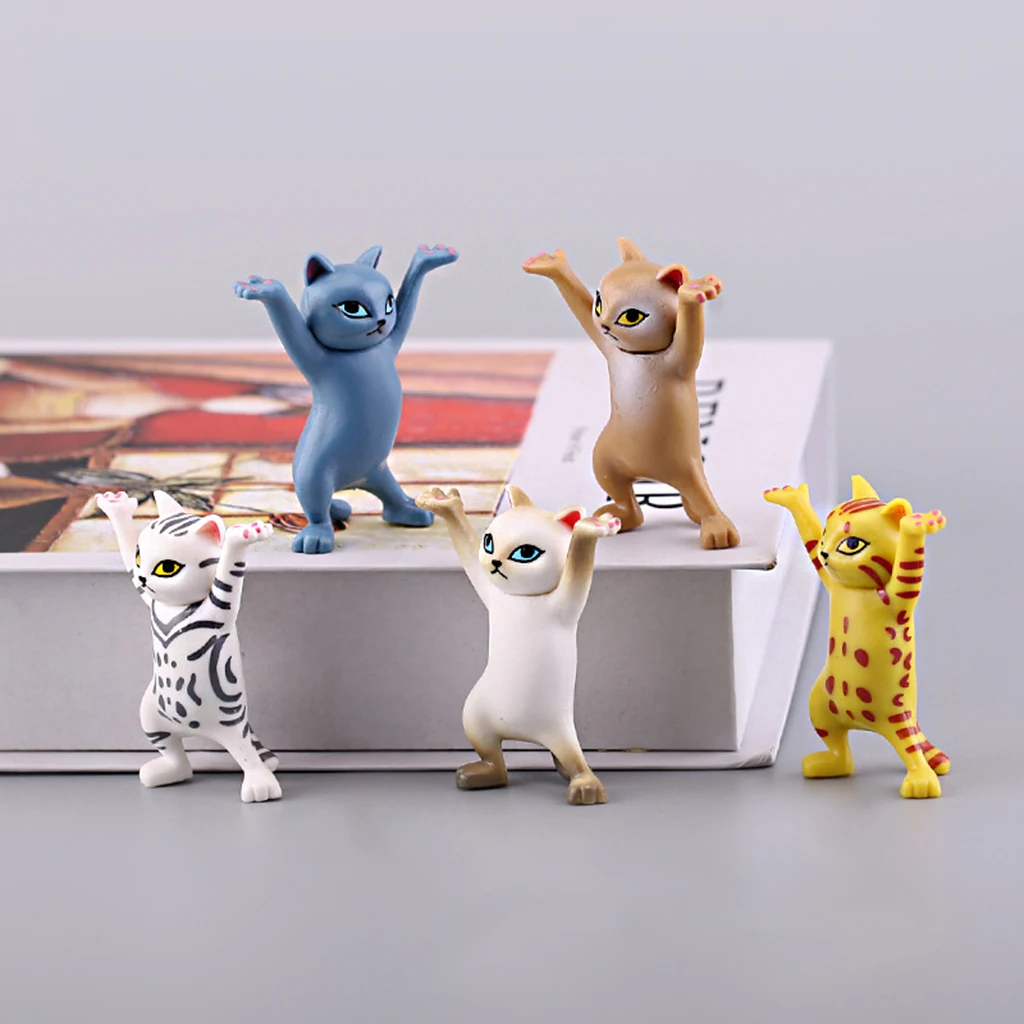 Cute Dancing Cats Pen Holder Free Standing Kitten Figures Dolls Ornaments