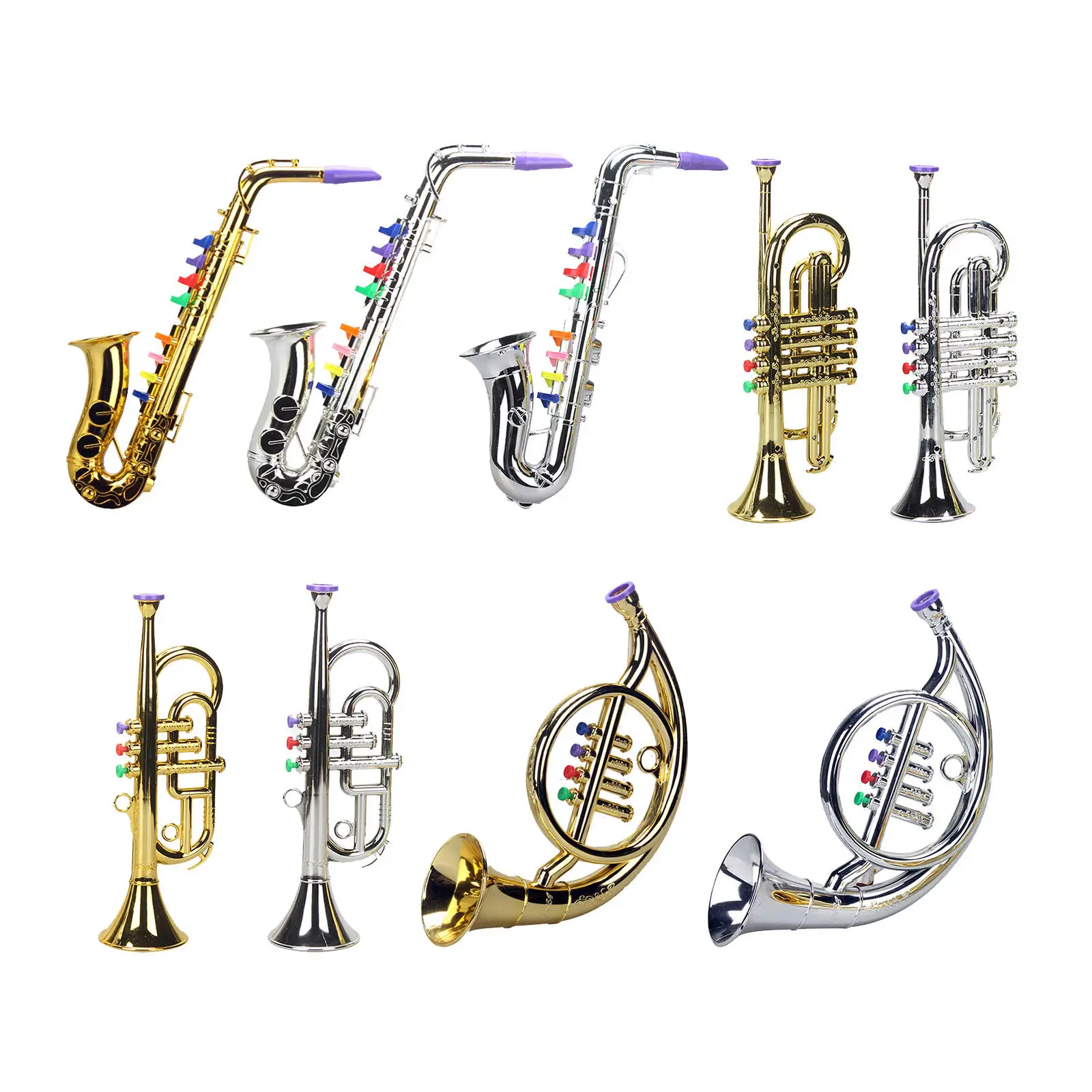 Saxophone Mini 8 Notes ABS Metallic Musical Wind Instruments for Party Gifts Ages 3+ Kids