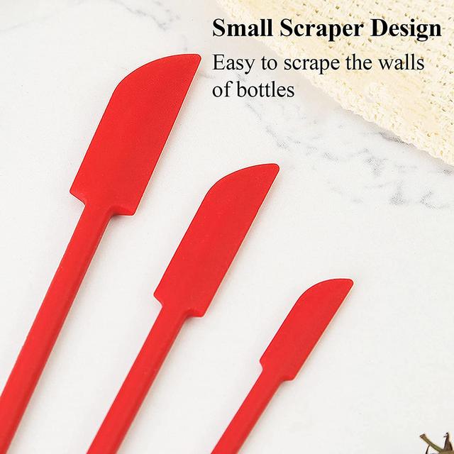 3 Spatules En Silicone Double Tête - Pour Pots De Cosméticos, Bocaux Alimentaires - 33cm, 23.5cm, 15.2cm