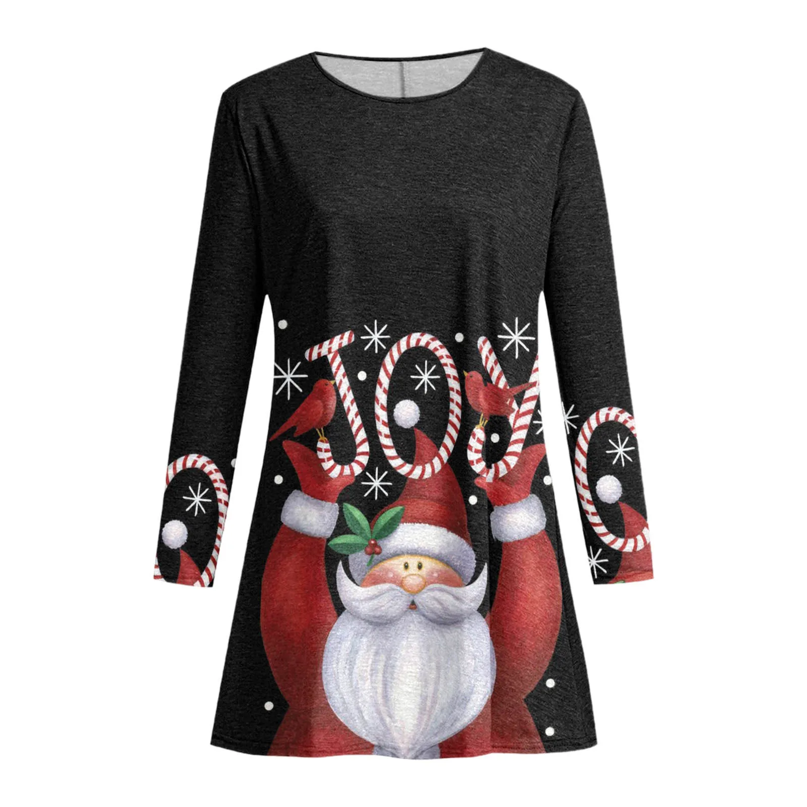 Christmas Women Dress  Reindeer Santa Fashion Printed Winter Casual Long Sleeve For Party Night Occasions 