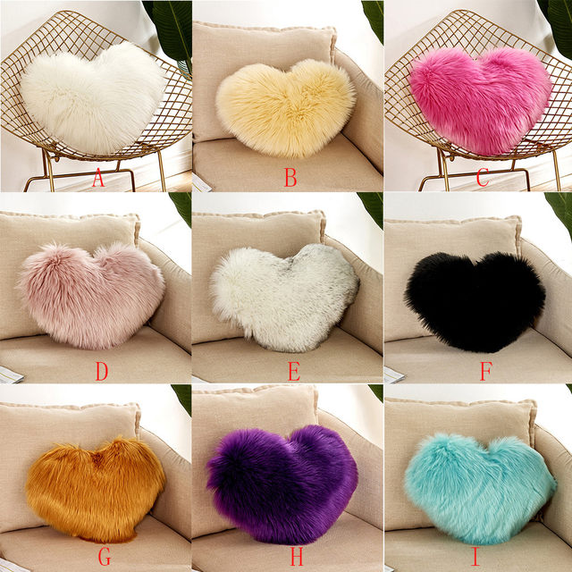 Fluffy outlet heart pillow