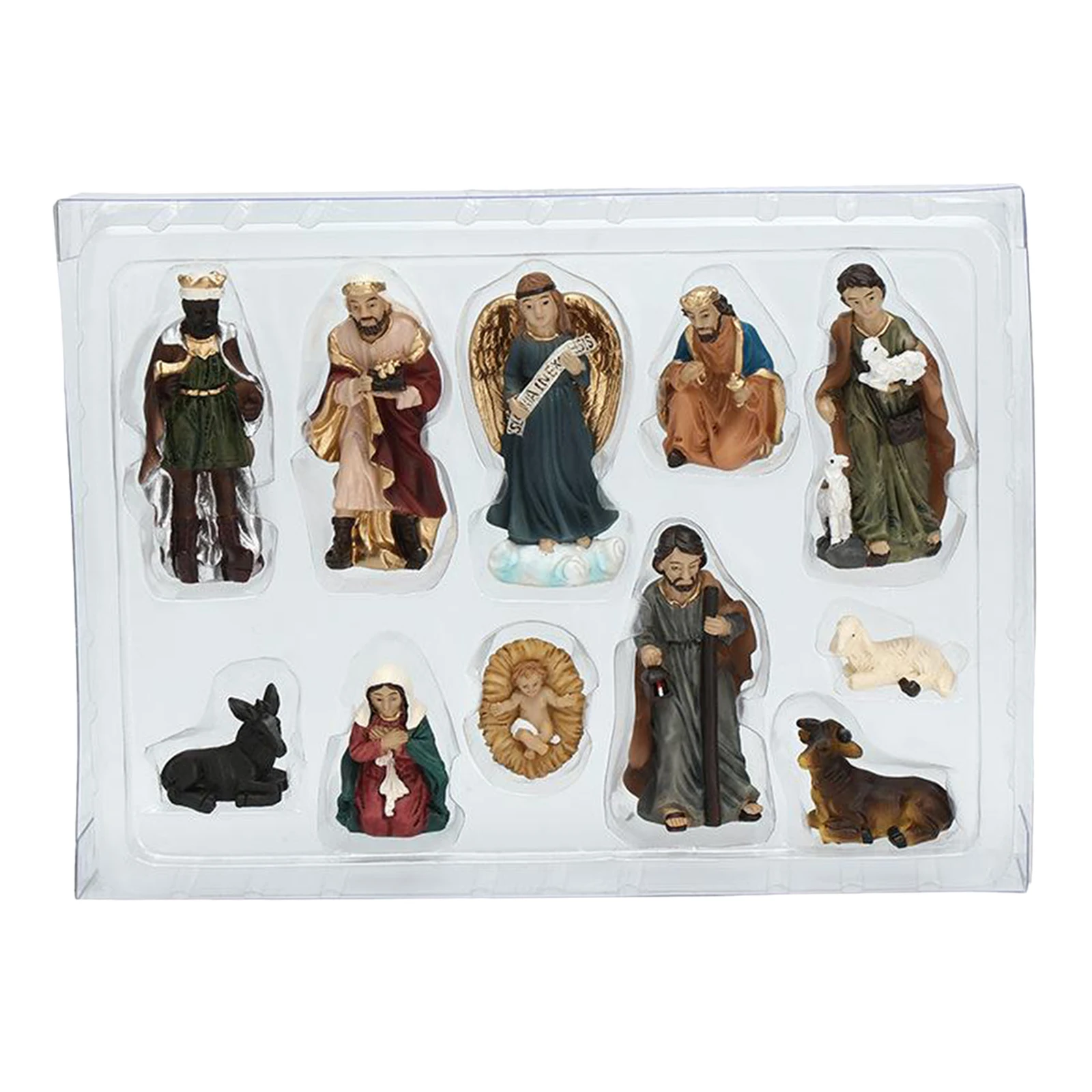 Small Christmas Nativity Scene Set Catholic Figures Decor Birth of Jesus