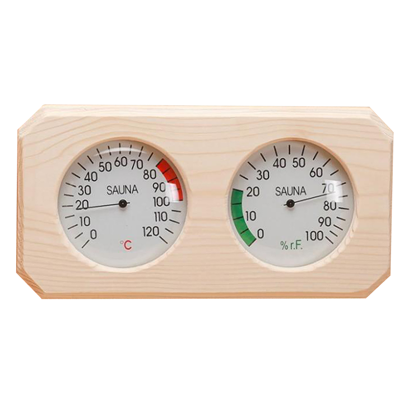 2 in 1 Pine Wooden Sauna Hygrothermograph Thermometer, Accurate Accessories for