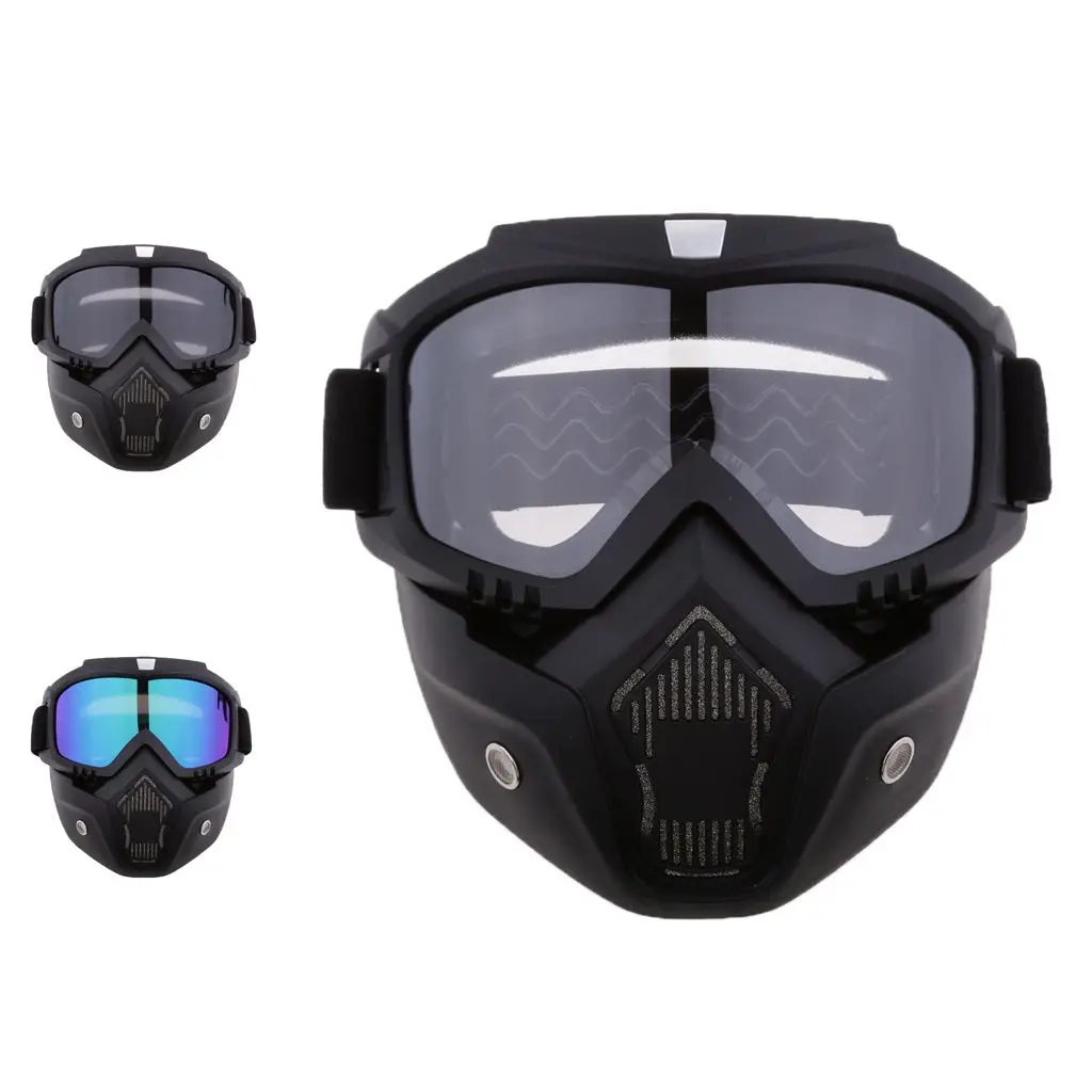 New Eyewear Detachable Face Mask Shield Goggles for Motorcycle Helmet 