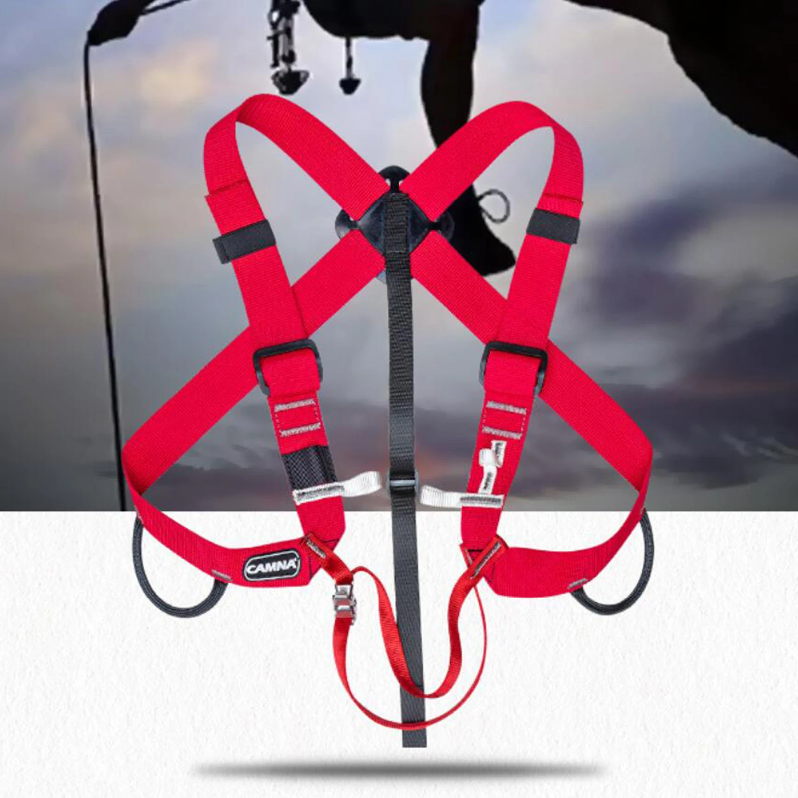 Climbing Safety Harness Ascending Straps Adjustable Fixed Belt Caving Canyoning Survival