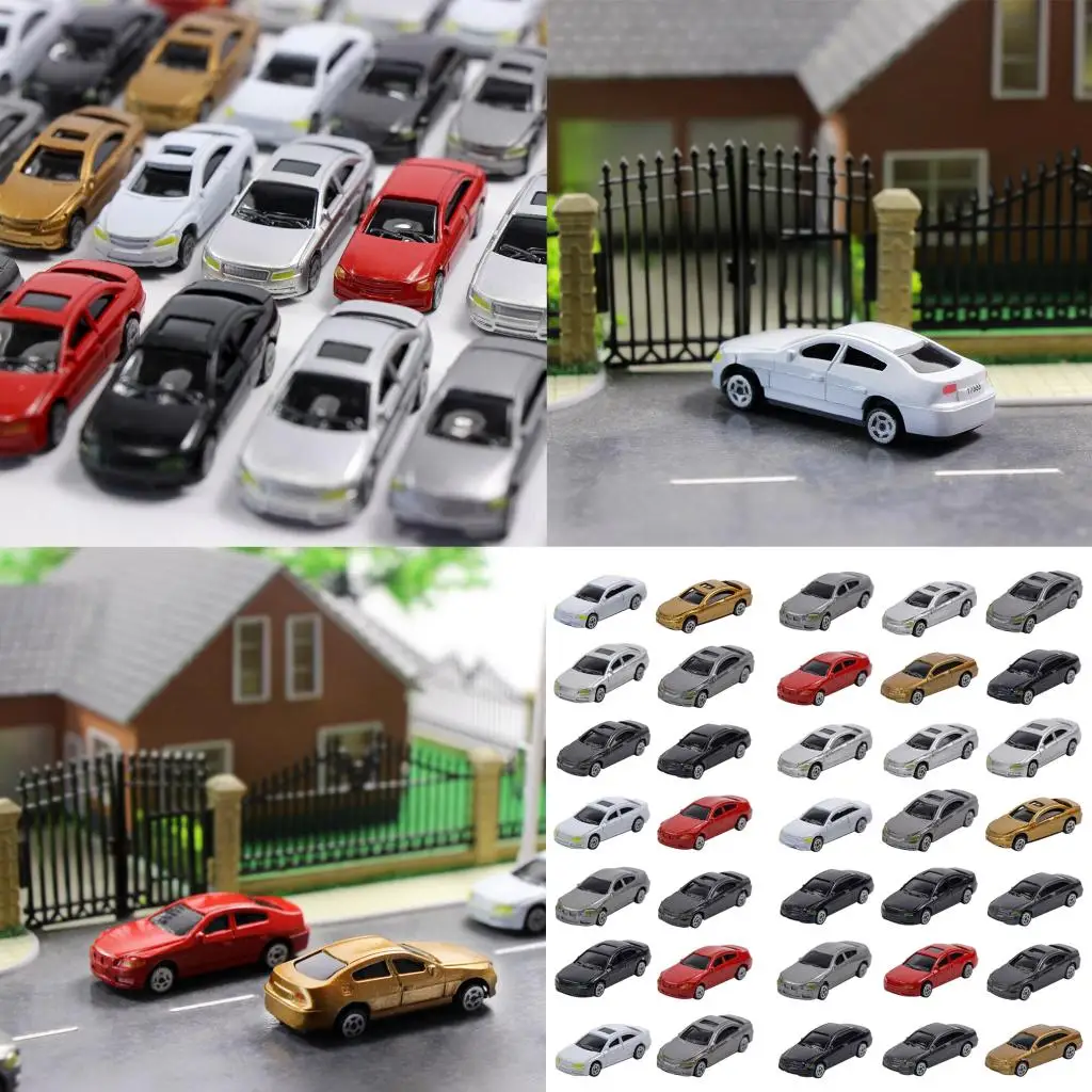 50Pieces HO Scale Model Car Toy 1/87 Building Train Scenery Train Scenery