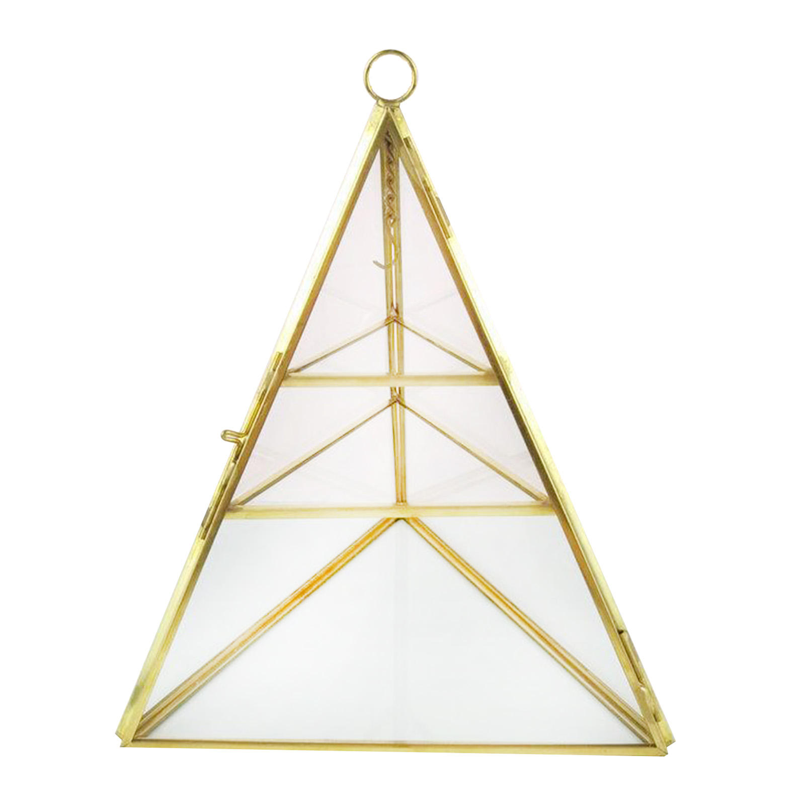 3 Tiers Clear Pyramid Glass Mirrored Jewelry Trinket Box Necklace Bracelets