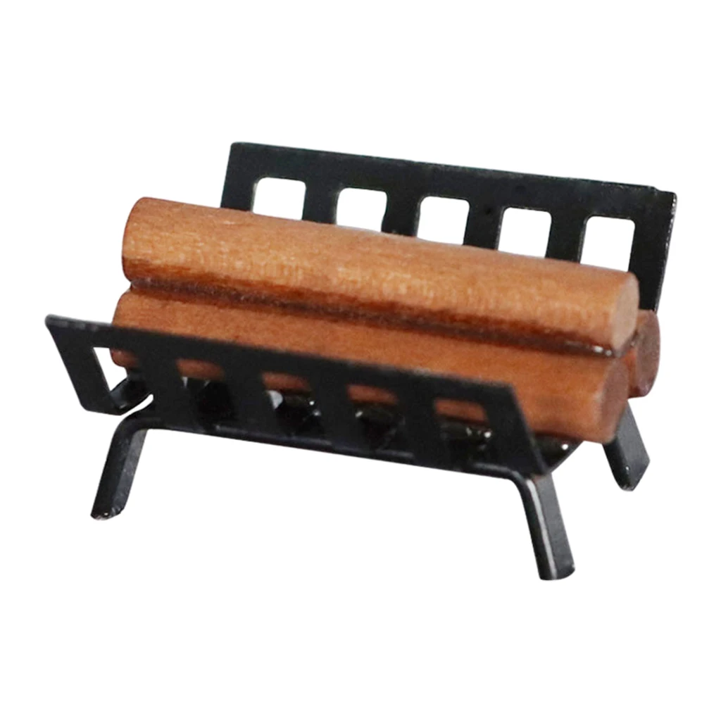 1/12 Miniature Metal Firewood Rack Holder Cooking Tool for Children Kids