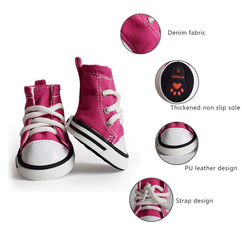 Title 3, 4Pcs Pet Shoes Puppy Sport Denim Shoes Outdoor ...