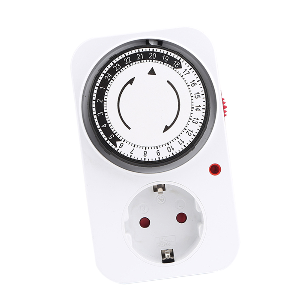 24Hour Mechanical Outlet Timer Home Appliace Interval Clock Wall Plate EU