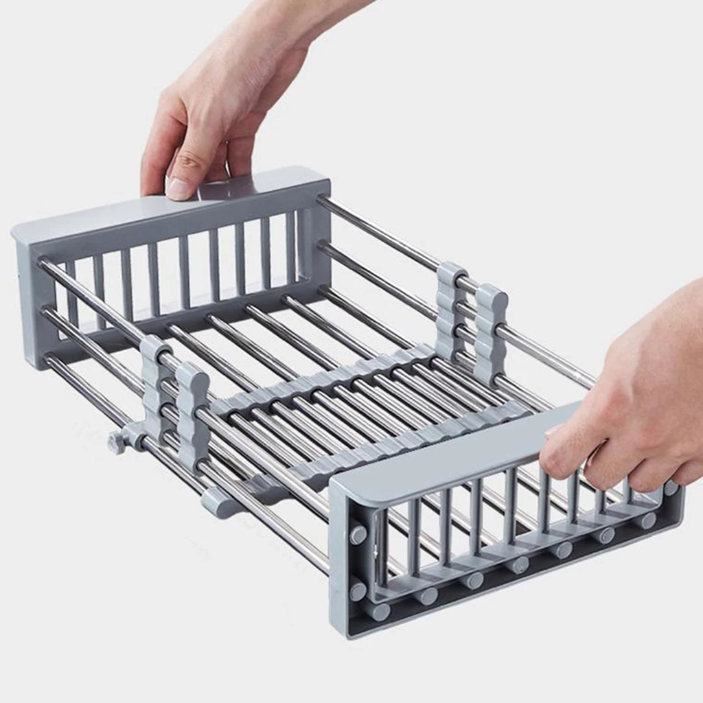 Expandable Deep Dish Drying Rack,Rustproof Stainless Steel Over Sink Dish Rack Basket Shelf, Dish Drainer in Sink or On Counter