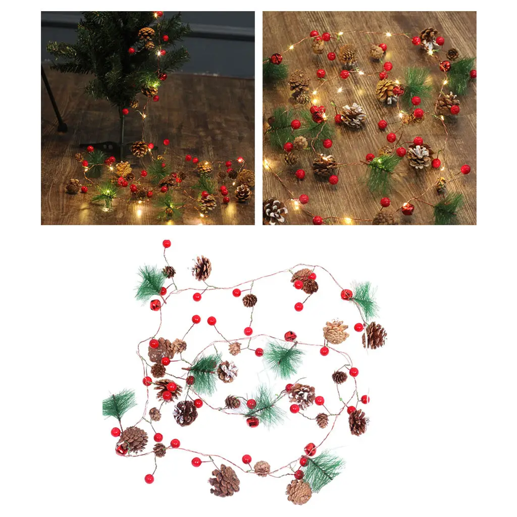 Christmas Pine Cone String Light Waterproof Holiday Lamp Halloween Ornament LED for Garden