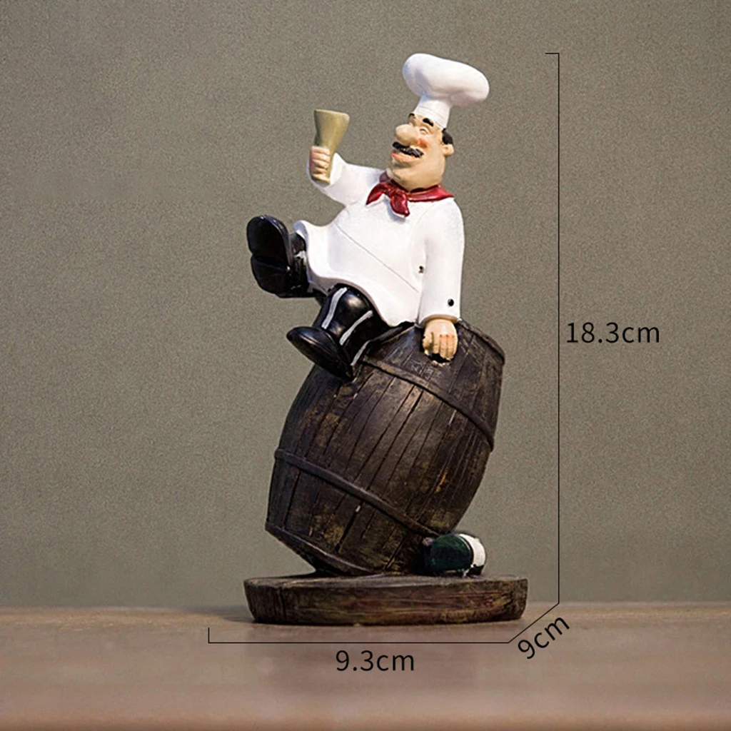 Resin Chef Figurine Statue Country Home Kitchen Restaurant Bar Decor Gift