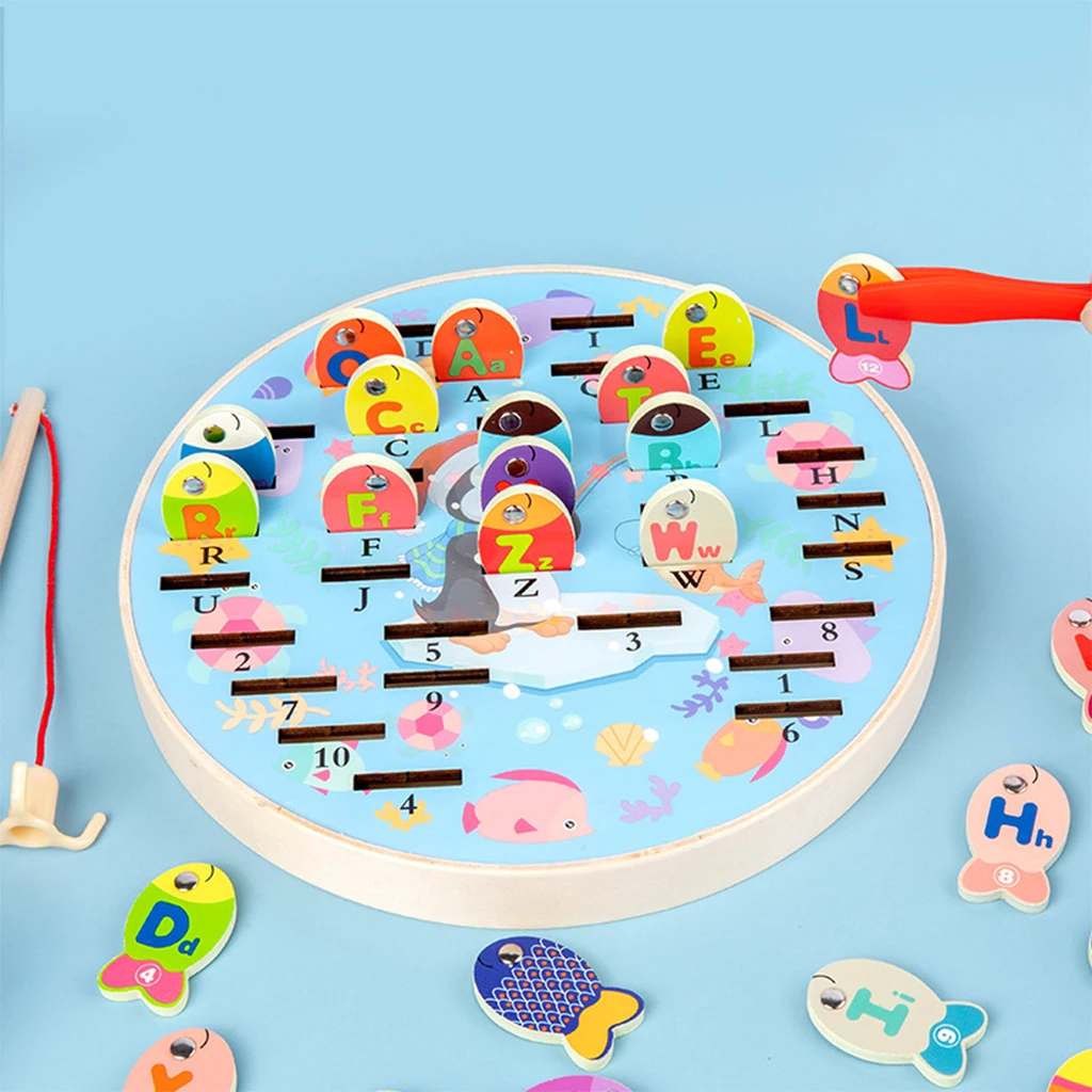 2 in 1 Number Alphabet Fishing Game Toy for 2-4 Years Old Kids Early Development and Education
