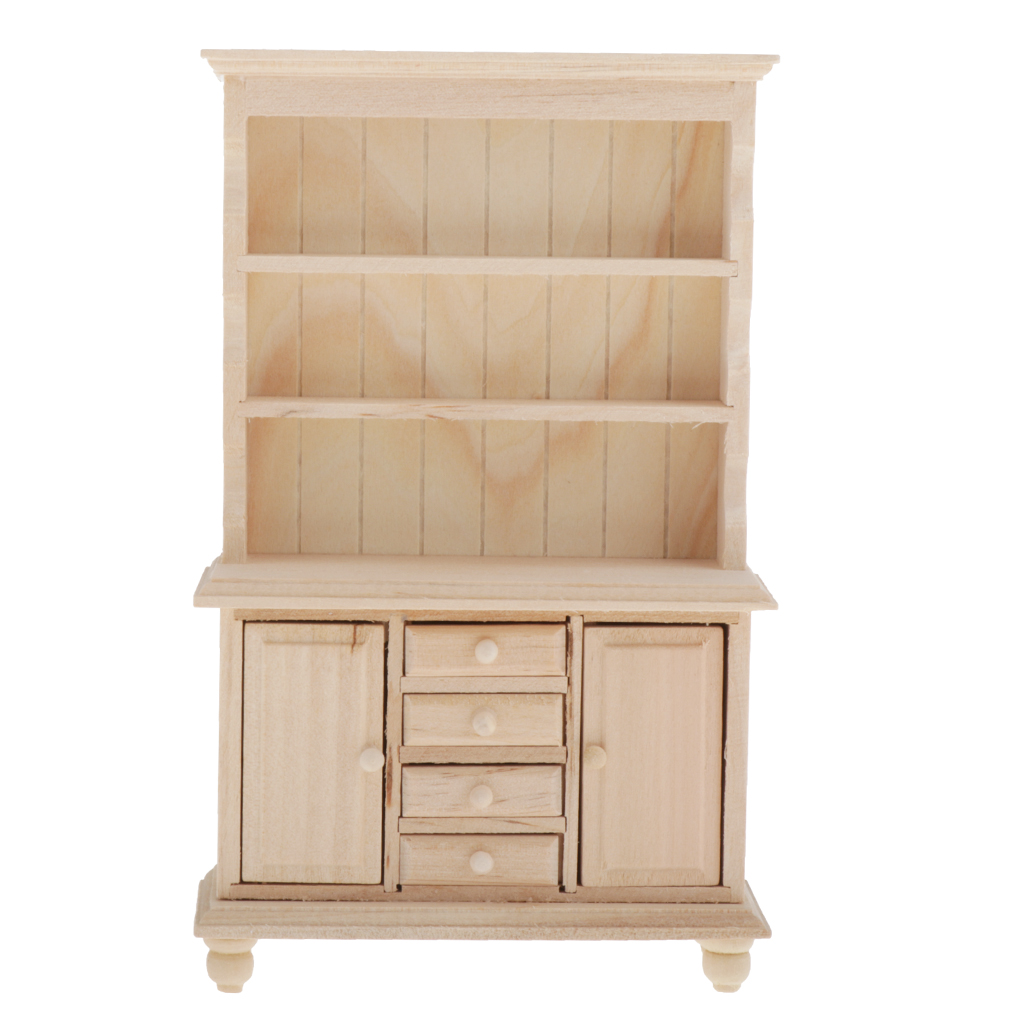 1:12 Doll House Miniatures Storage Bookcase Wooden Craft Cabinet Furniture